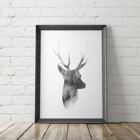 Deer Farmhouse Art Printable - Little Gold Pixel