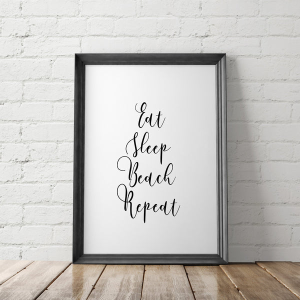 Eat Sleep Beach Repeat Art Printable - Little Gold Pixel