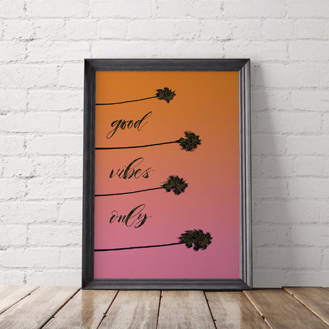 Good Vibes Only Tropical Art Printable - Little Gold Pixel