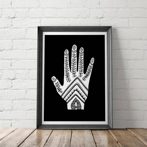 Henna Hand Art Printable - Little Gold Pixel