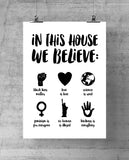 In This House We Believe Brush Script Art Printable - Little Gold Pixel
