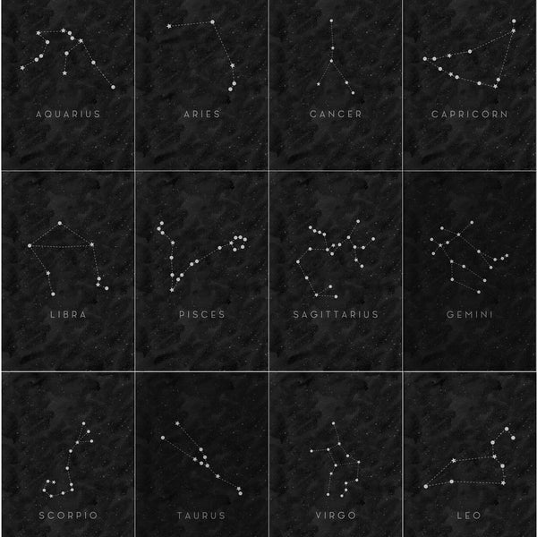 Zodiac Constellation Art Printable - Little Gold Pixel
