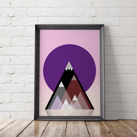 Geometric Mountains Art Printable - Little Gold Pixel