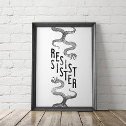 Resist Sister Feminist Art Printable - Little Gold Pixel