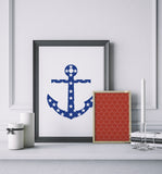 Nautical Anchor Art Printable - Little Gold Pixel
