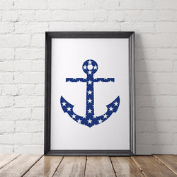 Nautical Anchor Art Printable - Little Gold Pixel